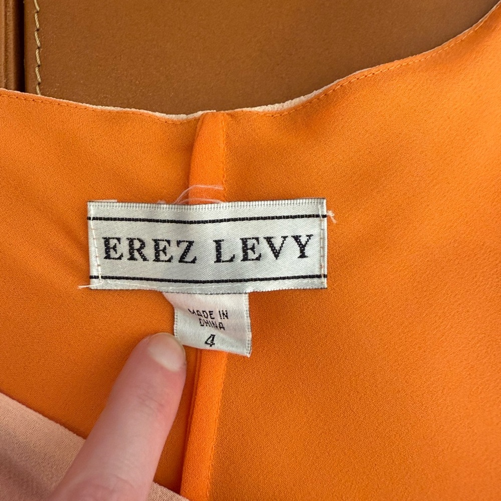 Vintage Y2K EREZ LEVY Ombré Orange Degradé Chiffon Evening Dress Gown Sz 4 - Picture 9 of 9